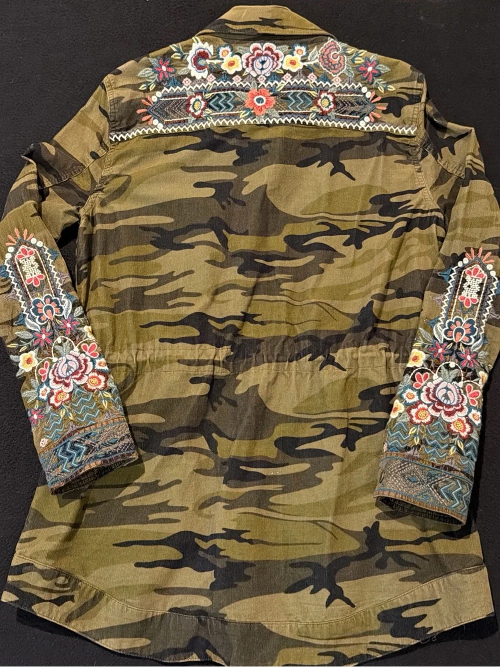 Johnny Was Workshop Shacket Womens XS Raquel Floral Drawstring Camo Jacket